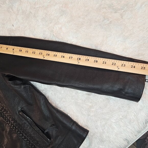 Indian Motorcycle Black Braided Leather Jacket - Picture 4 of 14